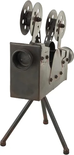 Vista 3 de Deco 79 Escultura de cámara de película metálica, 12 "x 7" x 15 ", marrón