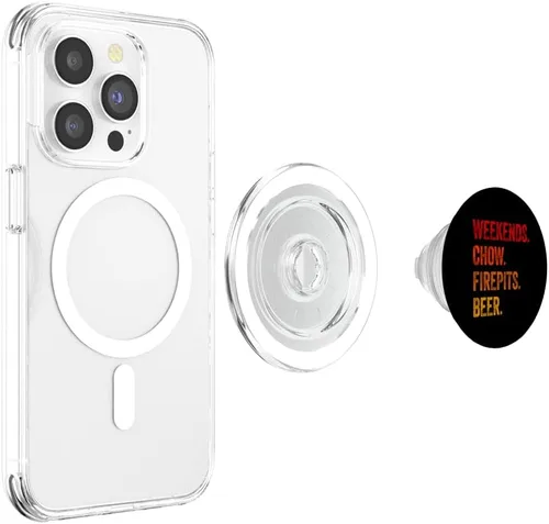 Vista 4 de Weekends Chow Firepits Beer Funny Dog PopSockets MagSafe PopGrip for iPhone