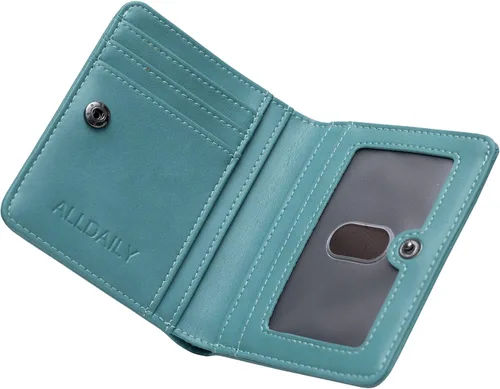 Vista 11 de Alldaily Billetera pequeña RFID para mujer, compacta y delgada, plegable, con bolsillo de viaje, mini cartera para damas, Beige