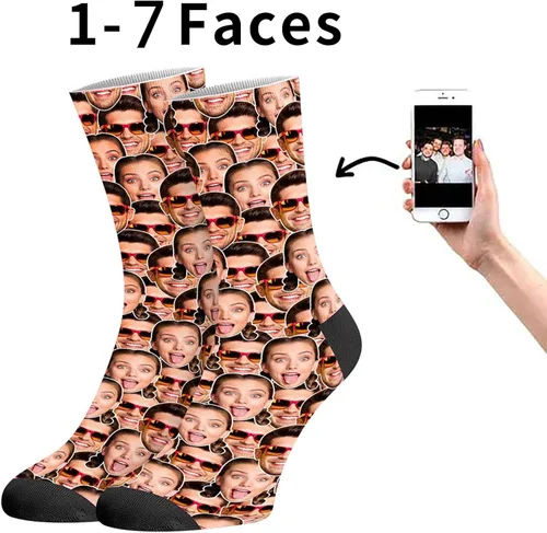 Vista 2 de D-Story Custom Face Socks with Photo Novelty Crew Sock Personalized Gift 01