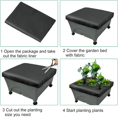 Vista 5 de Mofuiry Paquete de 2 fundas de repuesto para mantillo City Pickers, 20 x 24 pulgadas, color negro, con cubierta elástica elevada para jardineras