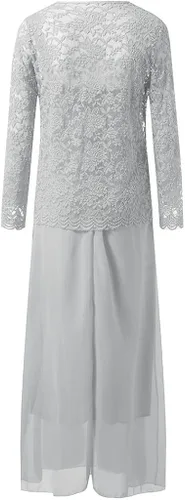 Vista 2 de iZZZHH Vestidos de madre de novia de talla grande para fiesta de boda, trajes de 2 piezas bordados de encaje, cárdigan de gasa con tirantes