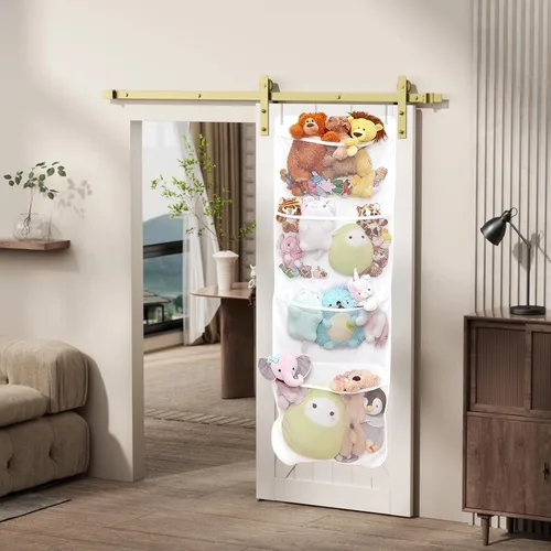 Vista 7 de Almacenamiento de animales de peluche sobre la puerta,Red de hamaca de animales de peluche