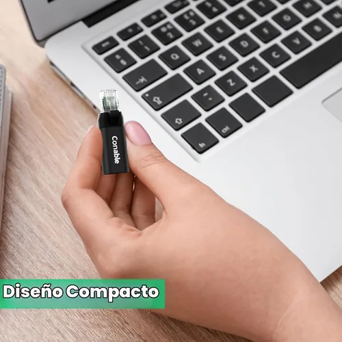 Vista 6 de Adaptador USB C a Ethernet, adaptador Ethernet macho a USB-C hembra, adaptador de red LAN de Internet tipo C a RJ45, conectado directamente