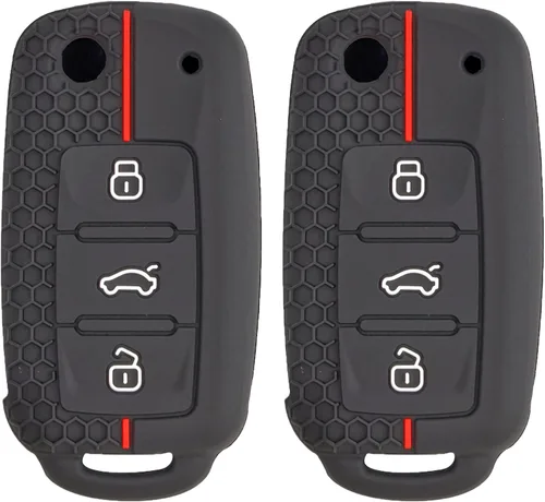 Vista 10 de 2 PIEZAS Funda de Silicona para Llave de Mando a Distancia de 3 Botones, para VW Beetle, Caddy, Eos, Jetta, Golf, Polo, Scirocco, Sharan, Tiguan
