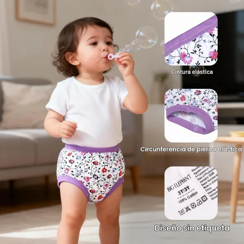 Vista 5 de BIG ELEPHANT Ropa interior de entrenamiento para niños pequeños, 100% Serie Floral