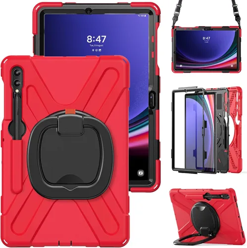 Vista 38 de Funda de silicona resistente para Samsung Galaxy Tab S9+ de 12.4 pulgadas 2023/S8+ /S7+/S7 Fe, con correa para el hombro, soporte para bolígrafo S