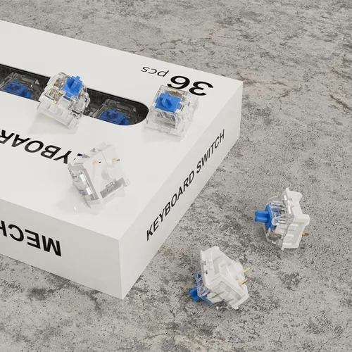 Vista 5 de Zhouwang Clickers de teclado para impresiones 3D, kit de 36 interruptores Azul