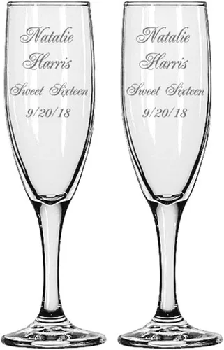 Vista 34 de GIFTS INFINITY® Juego de 2 copas de champán grabadas para boda con corazón de Infinity, copas personalizadas para brindis - Regalo para el Día