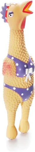 Vista 9 de Outward Hound by Charming Pet Squawkers Earl - Juguete de goma de pollo con látex chillón para perros, juguete divertido e interactivo
