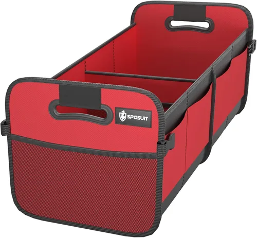 Vista 9 de Sposuit Organizador de maletero para automóvil, almacenamiento plegable de 70 litros con 11 bolsillos y asas reforzadas, organizadores de maletero