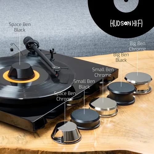 Vista 7 de Hudson Hi-Fi SmallBen - Estabilizador de peso con almohadilla protectora de cuero, peso de vinilo de 9 onzas, estabilizador LP duradero y elegante