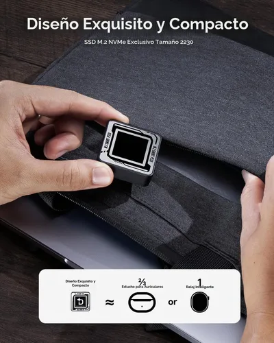 Vista 3 de DOCKCASE Pocket M.2 2230 NVMe SSD Enclosure, Soporta 3s PLP Previene la Pérdida de Datos de Escritura, USB 3.2 Gen 2 Type-C (10 Gbps), Compatible