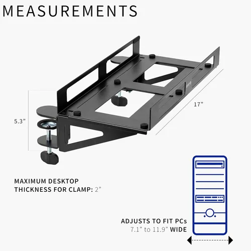 Vista 3 de VIVO Soporte extensor de escritorio para PC con opción de montaje en pared, soporte estándar y grande para computadora de juegos, ajustable