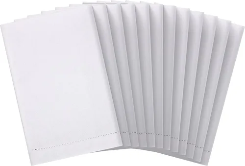 Vista 8 de Mixweer 6 toallas de mano de lino blanco con dobladillo de 14 x 22 pulgadas para bordar, paños de cocina para baño, cocina y hogar