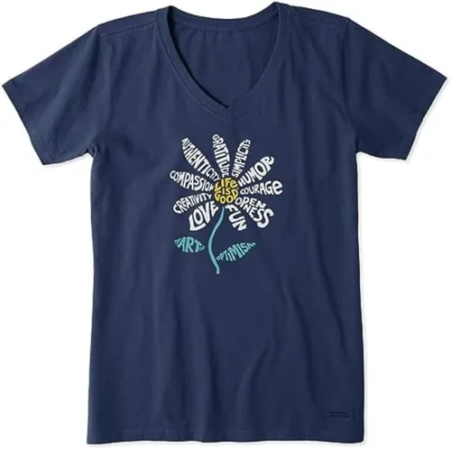 Vista 2 de Life is Good Camiseta de manga corta para mujer, diseño gráfico de algodón con diseño de margaritas Superpower