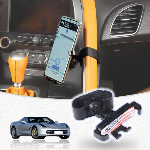 Vista 8 de Soporte de teléfono móvil para consola central para automóvil compatible con Chevrolet Corvette C7 2014-2019, soporte multifuncional para teléfono