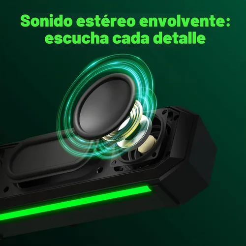 Vista 3 de INGA - Altavoces para computadora con micrófono, modos de juego y música