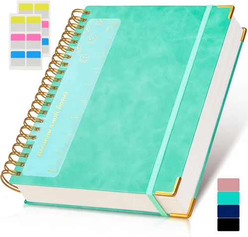 Vista 17 de Cuaderno Diario de Espiral 8.5" x 11", 300 Páginas de Tapa Dura con Forro de Cuero para Mujeres y Hombres, Cuadernos A4 Grandes con Rayas