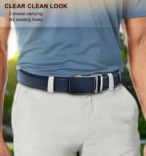 Vista 7 de KEMISANT Cinturón para hombre, cinturón de trinquete de cuero, ajuste personalizable, estilo sin esfuerzo de 1.378 in
