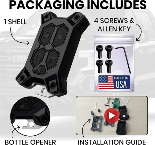 Vista 4 de Funda para llavero Chevy – para funda de llavero GMC – Accesorios Silverado Sierra – Abrebotellas integrado – Compatible con guía de ajuste