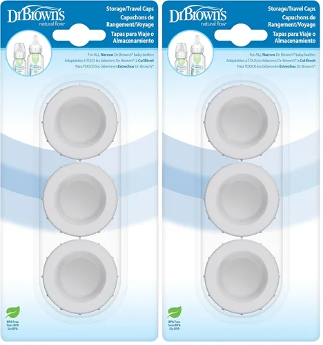 Vista 16 de Dr. Brown's Tapones de almacenamiento/viaje estrechos para biberones anticólicos Options+ para bebé, se ajusta a 8 oz/250 mL y 4 oz/120 mL, sin BPA