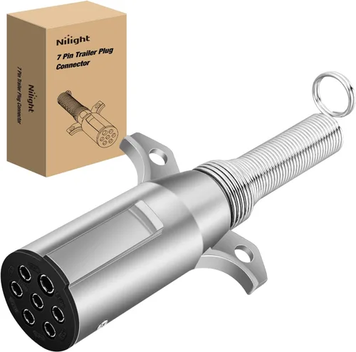 Vista 9 de Nilight - Enchufe redondo de 7 pines para remolque macho Enchufe de 7 polos resistente 7 vías de reemplazo lateral del vehículo 6-24V