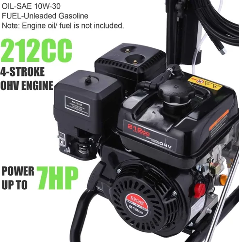 Vista 3 de Lavadora a presión de gas de 4200 PSI, 4.0 Max GPM 212CC 7HP, lavadora de gas comercial, pistola de pulverización y varilla, juego de 5 boquillas