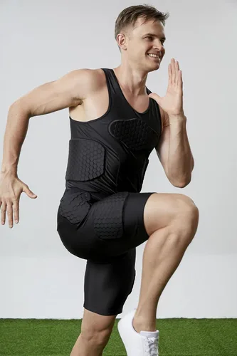 Vista 6 de Topeter Pantalones cortos acolchados de compresión para hombre, ropa interior protectora de baloncesto