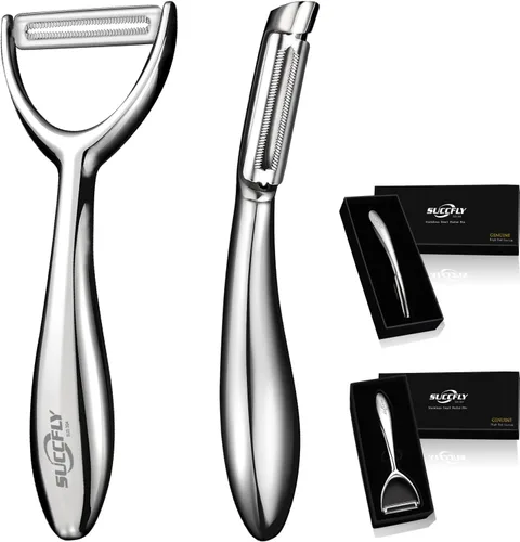 Vista 8 de SUCCFLY Pelador de Patatas de Acero Inoxidable, Peladores de Verduras Premium para Cocina, Pelador de Frutas y Verduras, Pelador de Zanahoria