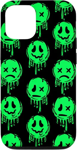 Vista 28 de Melting Happy Face Smile Trippy Sad Face Graffiti Green Case for iPhone 17