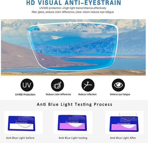 Vista 5 de Henotin 4 pares de anteojos de lectura para mujeres y hombres, lectores, marco de media luna, bloqueo de luz azul, lentes con bisagra de resorte