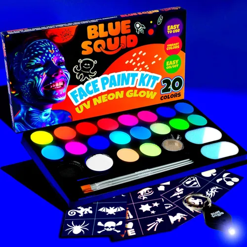 Vista 8 de Blue Squid Pintura facial profesional a base de agua para una sola torta, pintura facial y corporal activada por agua, pintura facial para niños