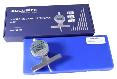 Vista 6 de Accusize Industrial Tools - Medidor de profundidad digital electrónico de 0-55.9 cm, en pulgadas/métrico/fraccional, con 2 puntos extra