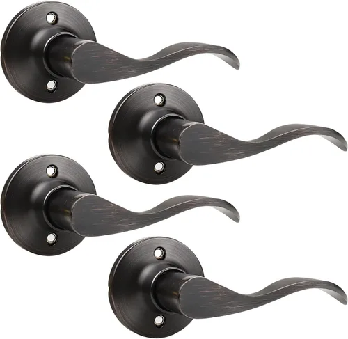 Vista 40 de GOBEKOR Paquete de 1 palancas de puerta para diestros, manijas de puerta francesas, manijas de puerta francesas de bronce aceitado, manija de puerta