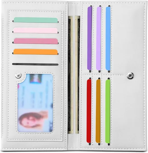 Vista 24 de Tipmile Cartera ultra delgada para mujer, cartera de cuero plegable para mujer, cartera RFID, cartera de bloqueo RFID para tarjetas de crédito