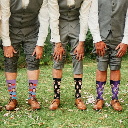 Vista 3 de Dreamdecor Calcetines divertidos personalizados con foto, calcetines divertidos personalizados para hombres, mujeres y niños