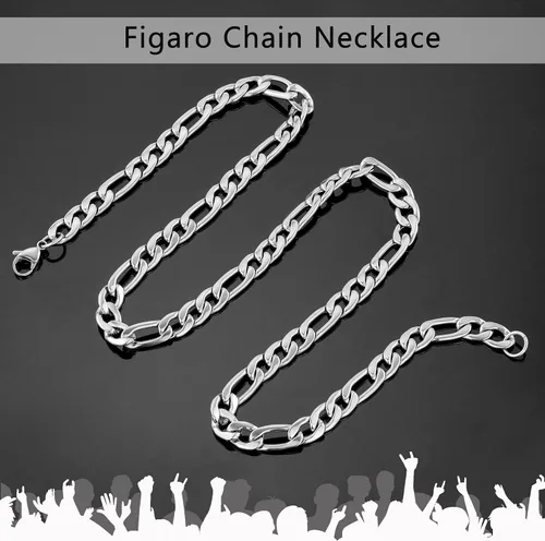 Vista 6 de SANNYRA Figaro - Collar de cadena de acero inoxidable para hombres y mujeres