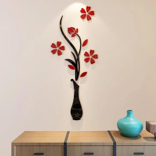 Vista 2 de Murales de pared con jarrón 3D para sala de estar, dormitorio, sofá, telón de fondo de televisión, calcomanías originales, regalo, calcomanía