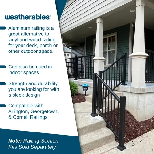 Vista 2 de Weatherables Kit de poste de barandilla de aluminio – Kit de poste de aluminio para kits de barandillas Arlington, Georgetown y Cornell, fabricado
