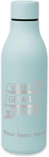 Vista 11 de LaserGram Botella de agua de acero inoxidable de doble pared, el mejor compañero de trabajo del mundo, grabado personalizado incluido