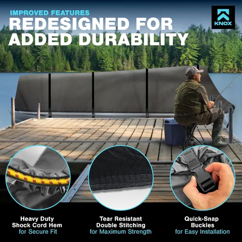 Vista 3 de KNOX Cubierta impermeable para lancha pontón de 3ª generación, resistente al agua, de grado marino, 600 denier, poliéster remolcable – Incluye bolsa