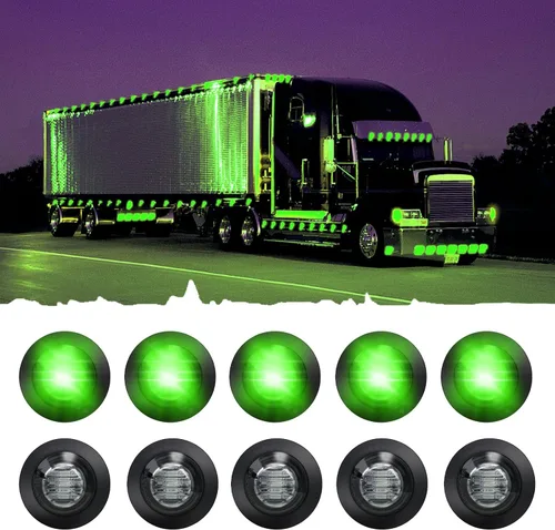 Vista 16 de juego de 10 luces LED selladas impermeables ámbar de 3/4" mini redondas, luces indicadoras delanteras, traseras y laterales, luces de gálibo
