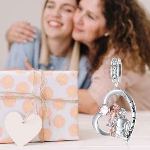 Vista 177 de PROESS Dije para padre, madre e hija, pulsera de plata de ley para pulseras, regalos de cumpleaños, día de San Valentín, para hija, madre, amante