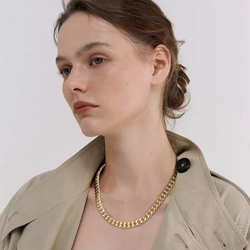 Vista 2 de LILILIEWHTE - Collar de cadena gruesa para mujer collar de cadena gruesa collares de moda cadena de eslabones de Cable gargantilla collares