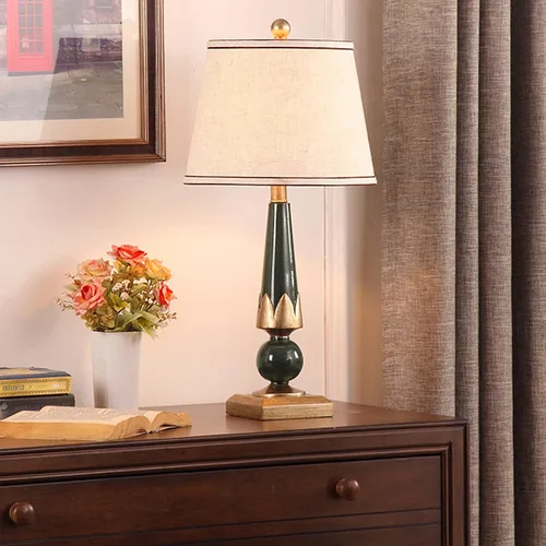 Vista 4 de Lamp For Desk Retro Table Lamps Resin Bedside Table Lamps with Fabric Lampshade Concise Nightstand Lamps for Home Office Study Table Lamp, 24.4"H
