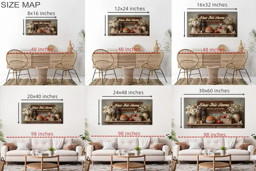 Vista 2 de TIMUBA Decoración de pared de cocina de granja, arte de pared de cocina con texto en inglés "Bless This Home and All Who Enter Kitchen Blessing