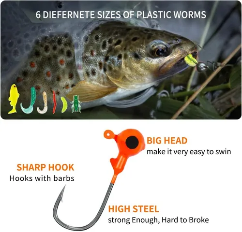 Vista 4 de GOANDO Fishing Lures Kit for Freshwater Bait Tackle Kit for Bass Trout Salmon Fishing Accessories Tackle Box Including Spoon Lures Soft Plastic