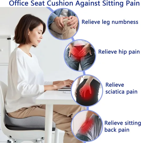 Vista 5 de Cojines de asiento para sillas de oficina, cojín de silla de ruedas para dolor de espalda sentado durante mucho tiempo, cojín de espuma