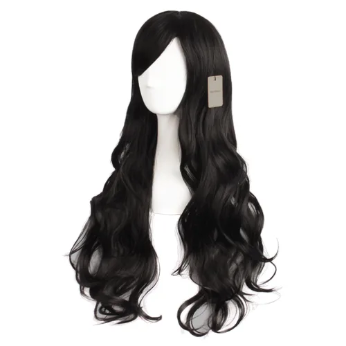 Vista 3 de MapofBeauty - Encantadora peluca larga y rizada para mujer, 28 pulgadas (70 cm), negro